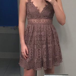 ASOS Custom mauve lace sleeveless mini dress